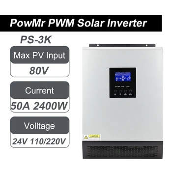 PowMr 3KVA Hibridni Solarni Inverter 24V 110V 220V Pure Sine Wave Sončne Inversor Vgrajen 50A PWM Solarni Regulator Baterija Polnilnik