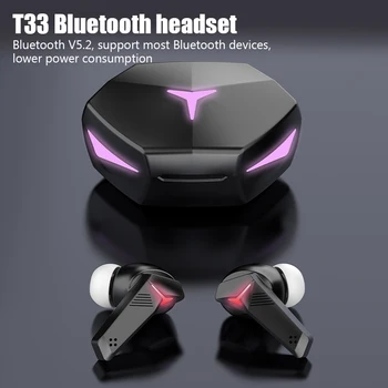 T33 TWS Igra Brezžične Bluetooth Slušalke Nizka Zakasnitev Kakovost Zvoka Čepkov z Mic Zraka Digitalni Prikaz Fone Bluetooth Slušalke