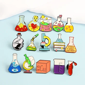 Ustvarjalne Znanstveni Eksperiment, Broške Gtk Test Tube, Steklenice, Kemičnih Mikroskopom Ljubezen Značko Broška Vrečko River Nakit Darila