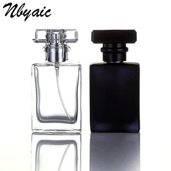1Pcs30ml50ml visoke kakovosti steklene stekleničke parfuma razpršilo stekleničke parfuma prozorno črni spray steklenico kristal prozorni kvadrat