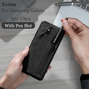 Za Samsung Galaxy S22 Ultra Primeru, Pisalo S-Pen Pokrovček Reže Za S21 Ultra Luksuznega Usnja, Pen Vtičnico Telefon Primerih ne vključujejo Pen