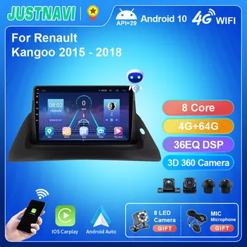 JUSTNAVI QT5 Android 10.0 avtoradio Za Renault Kangoo 2015 - 2018 NAVI HD 1280*720P 4G 64 G IPS Avto Player, GPS RDS Ne 2 din DVD