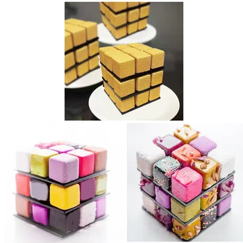 Francoski Kvadratnih Rubik Mousse Torta Silikonski Kalup Za Peko Ponev Kocke Ledu Čokoladni Puding Jelly Ledu Predalčni Silikonski Kalup