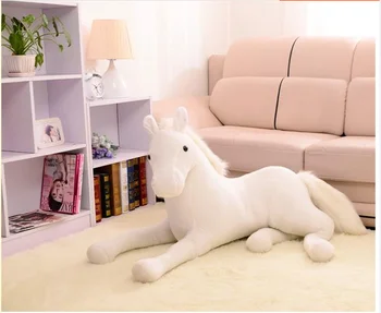 novo simulacija plišastih konj igrača bela polnjene konj lutka darilo približno 70 cm