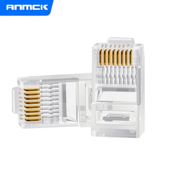 Anmck 10/20/30PCS Priključek RJ45 Ethernet Kabel Modul Priključite Omrežni Priključek RJ-45 Kristalno Glave Cat6 50U pozlačeni Adapter