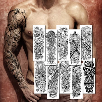 Nepremočljiva Začasni Tattoo Nalepke Totem Črno Kavo Zmaj Body Art Ponaredek Tatoo Rokav Polno Roko, Nogo Ženski Moški Tattoo Nalepke