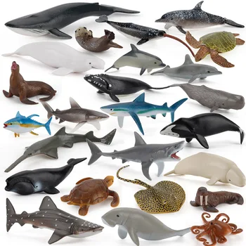 Miniaturni Morske Živali Dejanje Slika Ocean World učni Pripomočki Model Modrega Kita Dolphin Biology Izobraževanje morskega Psa Igrače za Otroke