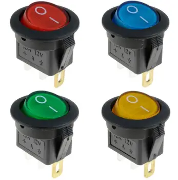1PCS 12V LED illuminuted rocker switch 12V 20A pritisni gumb preklopi Avto lučka gumba za vklop/IZKLOP Krog Rocker Switch Dash Čoln