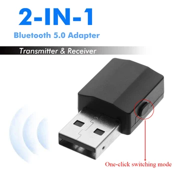 2 v 1 Bluetooth 5.0 Adapter z Enim klikom Preklapljanje USB Oddajnik Glasbe, Audio Sprejemnik Prenosni 3,5 mm Stereo Zvočnik izhod za Slušalke