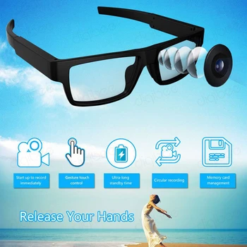 Nove Unisex Pametna Očala espia camara gafas 1080P spion Kamera Dotik Nadzor snemanja Video kamera za Zunanjo DVR Vožnja Avtomobila