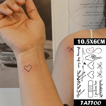 Nepremočljiva Začasni Tattoo Nalepke Srce, Tatoo, Črn Preprost Vrstici Ponaredek Tattoo Zapestje Prst Flash Tatoo Odrasle Otroke Tetovaže