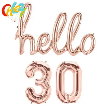 1set 16inch Številko folija balon Conjoined črke pozdravljeni 30 40 50 Rose zlata, srebrna barva za rojstni dan baloni, dekoracija