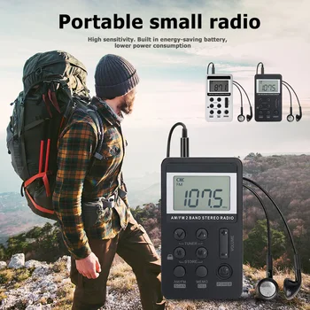 Visoka občutljivost Žep Radio Prenosni Dual Band Stereo Digitalni Prikaz Mini ABS Lupine 31-Ravni, Obseg Prilagoditev Radijski Sprejemnik