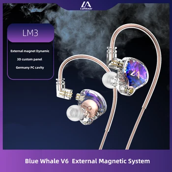 Lafitear LM3 1DD V Uho Slušalke Zunanji Magnetni Dynamics Pogon za Slušalke 3.5 mm 2 Pin Zamenljiva Kabelska IEM Prilagodljiv Plošče