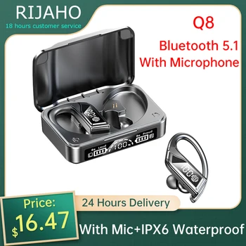 Brezžične Slušalke Q8 Šport Z Mic IPX6 Nepremočljiva Uho Kljuke Bluetooth Slušalke HiFi Stereo Glasbe Čepkov Telefoni