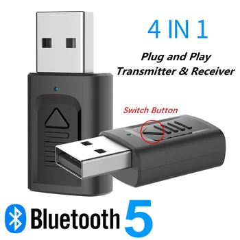 Bluetooth 5.0 Avdio Sprejemnik Oddajnik 4 V 1 3,5 mm Mini Priključek AUX, USB, Stereo Glasbeni Brezžični Adapter za TV Car PC Slušalke