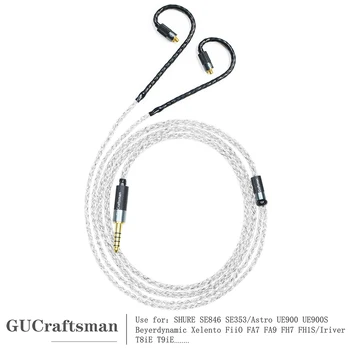 GUCraftsman 5N OFC Silver Plated+Graphene MMCX Slušalke Kabli za SHURE SE846 SE535 Xelento Daljinsko T8iE T9iE DK3001Pro UE900S