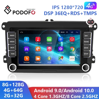 Podofo 8G+128G Android 10.0 2 din avtoradio Stereo Sprejemnik GPS Za VW/Volkswagen/Golf/Polo/Tiguan/Passat/b7/b6/SEDEŽ/leon/Skoda