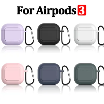 Tekoči Silikon Zaščitni ovitek za Apple Airpods 3 Brezžične Slušalke Mehko Pokrov, s Kavljem za AirPods 3 Slušalke Pribor