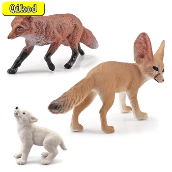 Novo Simulacija Divje Živali, Model Fox, White Wolf Srčkan Živalskem vrtu Figur PVC figuric Otroci Kognitivno Izobraževalne Igrače Darilo