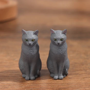 Mini Siva Mačka Smolo Figur Kip Lutke Malih Hišnih Mačk Doma Dekor Igrača