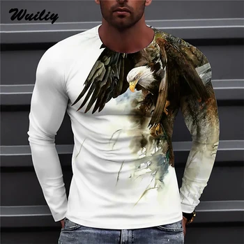 Orel, Print Majica s kratkimi rokavi Moški Ženske 3D Živali Tiskanja Dolg Rokav Priložnostne Srajco High Street Grafični T Shirt Hip Hop Top Majica s kratkimi rokavi