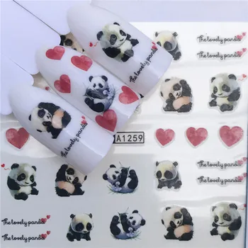 1PC nail art vodne nalepke lep panda živali tiskanje slik manikura dekoracijo DIY vodo prenos nohte, nalepke FW056