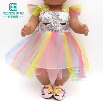 Oblačila za punčko Sequined obleko obutev primerna 43-45 cm otroška igrača novo rojen lutka in Ameriški lutka pribor Dekle darilo