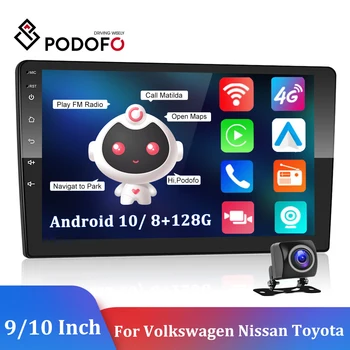Podofo 2 Din Android avtoradio Avto Multimedijski Predvajalnik Autoradio 9/10 Palčni 8+128G Wifi Gps Ai DSP Za Volkswagen Nissan toyota, Kia
