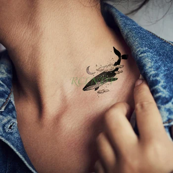 Nepremočljiva Začasni Tattoo Nalepke kita Luna Oblak Ponaredek Tatto Flash Tattoo Tatouage roko strani vratu stopala Za Moške, Ženske Dekle