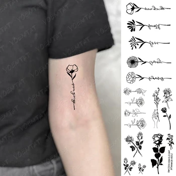 Nepremočljiva Začasni Tattoo Nalepka Z Majhnim Premerom Cvetje Flash Tattoo, Geometrija Roke Roko Zapestje Ponaredek Tatto Za Body Art Žensk, Otrok