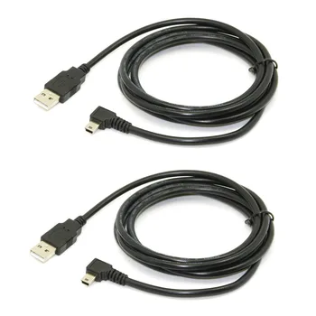 2X 1.8 m Mini USB Tip B 5pin Male 90 Stopinj v Levo pod Kotom, da USB 2.0 Moški Podatkovni Kabel Črne Barve