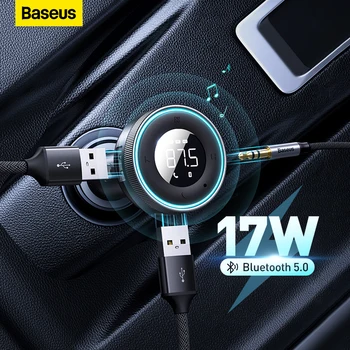 Baseus Avto FM Oddajnik Bluetooth 5.0 Modulator TF AUX, MP3 Predvajalnik, Aux Adapter za Dvojni Polnilnik USB Wireless Audio Sprejemnik za Avto