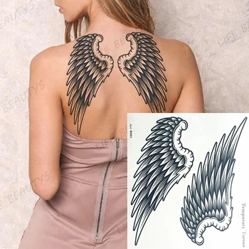 Velik Moda Nepremočljiva Začasni Tattoo Nalepke Par Kril Telo Koša Nazaj Umetnosti Ponaredek Izmenljive Tattoo Moški Ženske Osebnosti