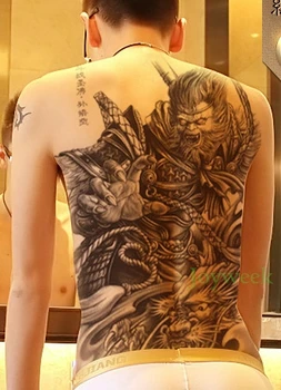 Nepremočljiva Začasni Tattoo Nalepke Kitajska mit celotno nazaj tattoo Lep Opica Kralj tatto nalepke flash tattoo ponaredek tetovaže
