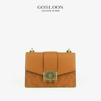 GOSLOON-Original pravega usnja torbici 2022 Vezenje messenger usnjene denarnice večer vrečko oblikovalec luksuzne blagovne znamke moda