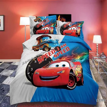 Priljubljenih Disney Avtomobilov Otrok, Posteljnina Določa Enotno Twin Polni Velikosti Rjuhe Kritje Posteljo Stanja Prevleke Strela McQueen 95 Bedclothes