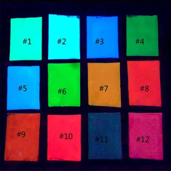 10 g/Veliko Nail Art Svetleči V temi Svetlobna Chrome Prah 12 Barv Prah Za nohte Nohti Manikira Fluorescentno Barvilo Powder4-9