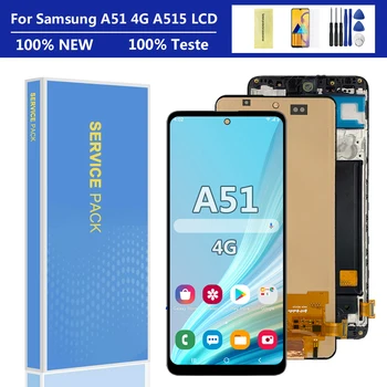Super AMOLED Za Samsung Galaxy A51 LCD-Zaslon na Dotik, Za Samsung A51 A515F A515W A515U LCD Zaslonu Zamenjate, z Okvirjem
