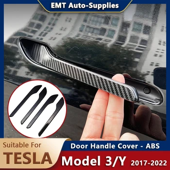 Vrata Ročaj Kritje Za Tesla Model 3 Model Y 2017-2022 2021 Auto Dodatki iz Ogljikovih Vlaken ABS Zaviti Avto Nalepke Nalepke Komplet 4 Kosov