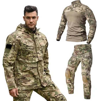 M65 Vojaško Uniformo Jakne+srajce+hlače Camo Oblačila Vojske Kul Obleko za Moške Windbreaker Polje Nastavi Outwear Lovsko Obleko