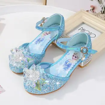 Disney otroška visoke pete princesa stranka čevlji poletje nova dekleta sandali baby otroška obutev deklica kristalno čevlji