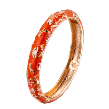 Živih Koral Cvet Zapestnica Nakit Modni Bangle Letnik Počitnice Dodatki Žensk Luštna Punca je Oranžna Rojstni dan 55A120