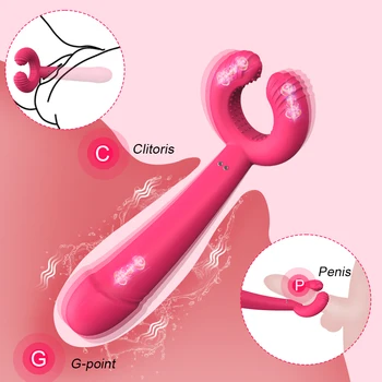 3 vibracijska Motorna G-Spot Vibrator Nastavek Vagina Posnetek Vibrator za Klitoris Spodbujanje Dvojno Penetracijo AV Palico Sex Igrače za Ženske