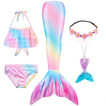 Dekleta Rep morska deklica Repi Plažo, Oblačila, Kostume Z Monofins Bikini Plavanje Cosplay deklica Rep za Otroke Kopalke