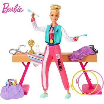 Resnično Barbie Gimnastika Lutka in Playset z Twirling Funkcija, Ravnotežje Žarek 15+ Dodatki Dekle Igrati Hiša Igrača Darilo za Rojstni dan