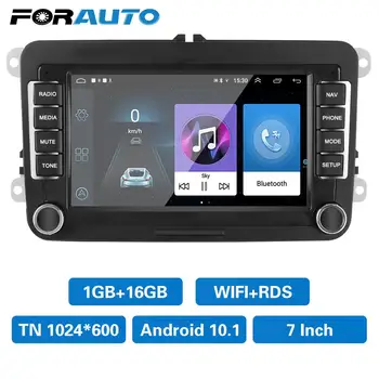 7 Palčni Avto Radio Multimedia Player Android 10.1 Bluetooth, WiFi, GPS, 1G+16 G Za VW/Vw Seat Škoda Golf, Passat 2 Din