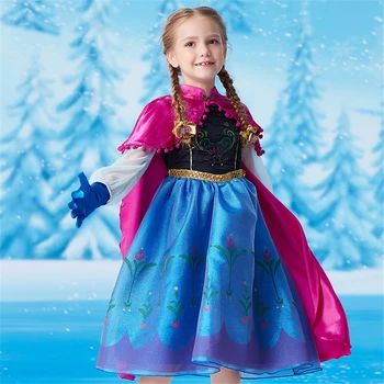 Božič Fantasia, Ana Elsa Obleko za Dekle, Princesa Kostum Fancy Prikrivanje Snow Queen Pustni Kostumi Otroci Stranka Oblačila