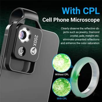200X Mobilne Mikroskop, Povečava Objektiva Mini Mobilni Telefon, Fotoaparat, Video Mikro Objektiv LED Luči Vodnik Mikro Žep Makro Objektivi