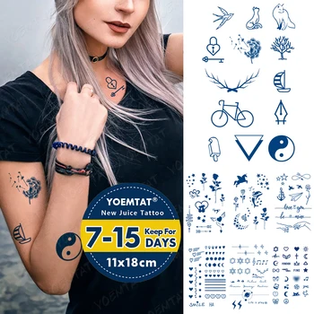 Semi-Trajne Nepremočljiva Začasni Tattoo Nalepke Fox Kolo Regrat Črnilo Skladu Trajno Zeliščni Tetovaže Ženske Moški Body Art Tatto
